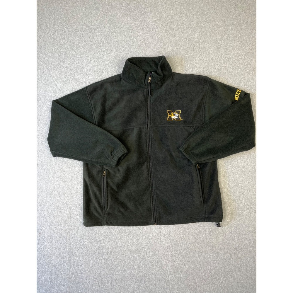 Unv Of Missouri Jacket Mens L Black Mizzou Tiger Full Zip Fleece Pro Player